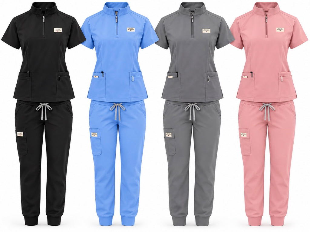 Quarter-Zip Jogger Scrub Set