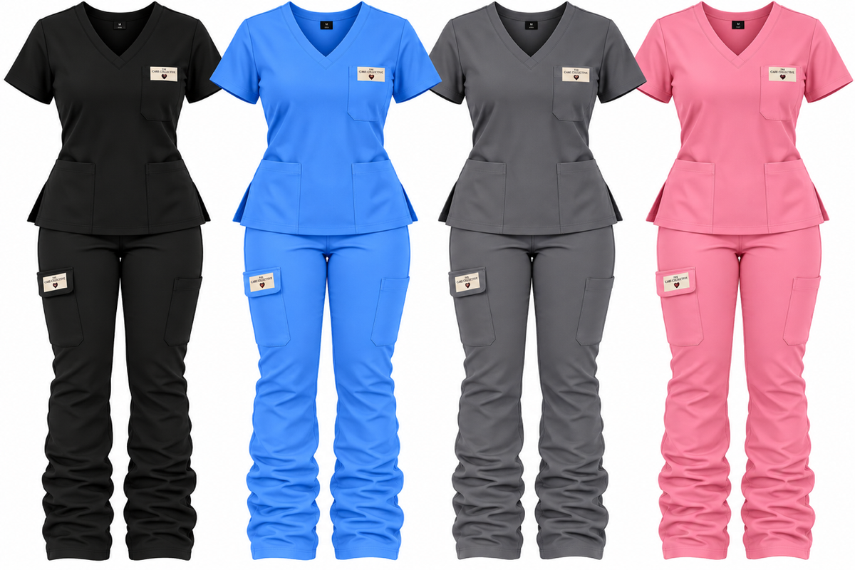 V-Neck Stacked-Leg Scrub Set