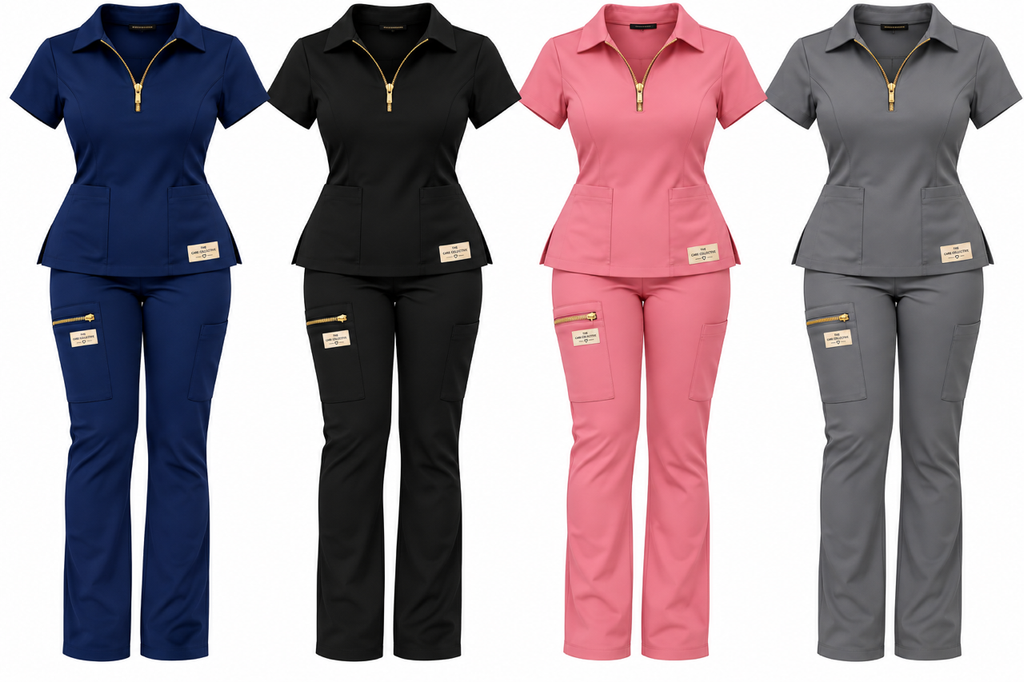 Gold-Zip Scrub Set
