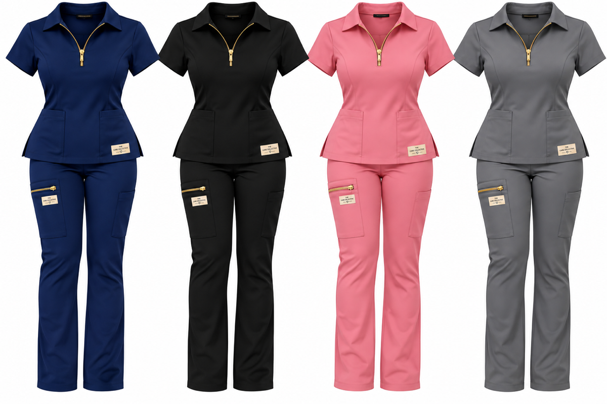 Gold-Zip Scrub Set
