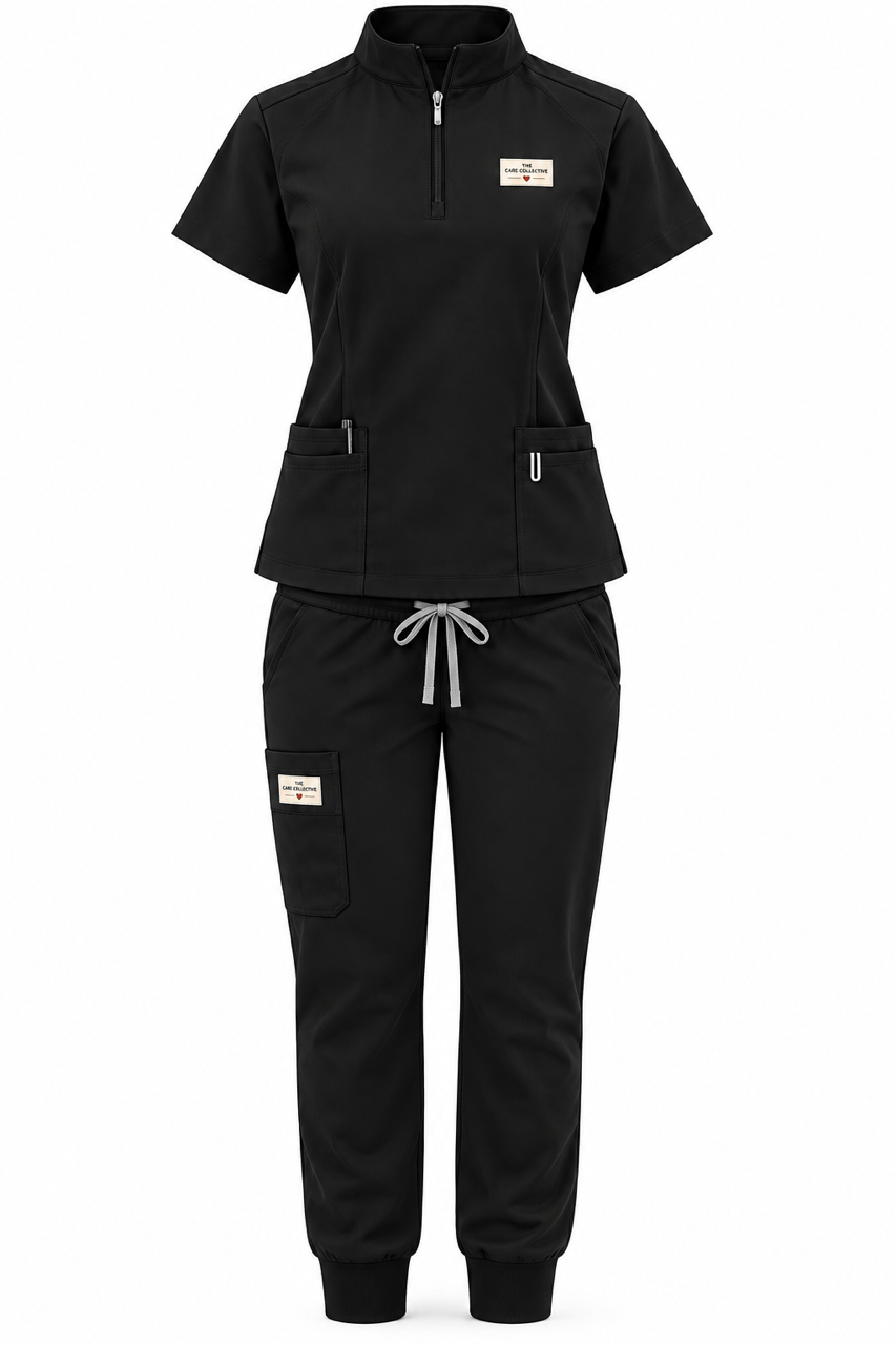 Quarter-Zip Jogger Scrub Set