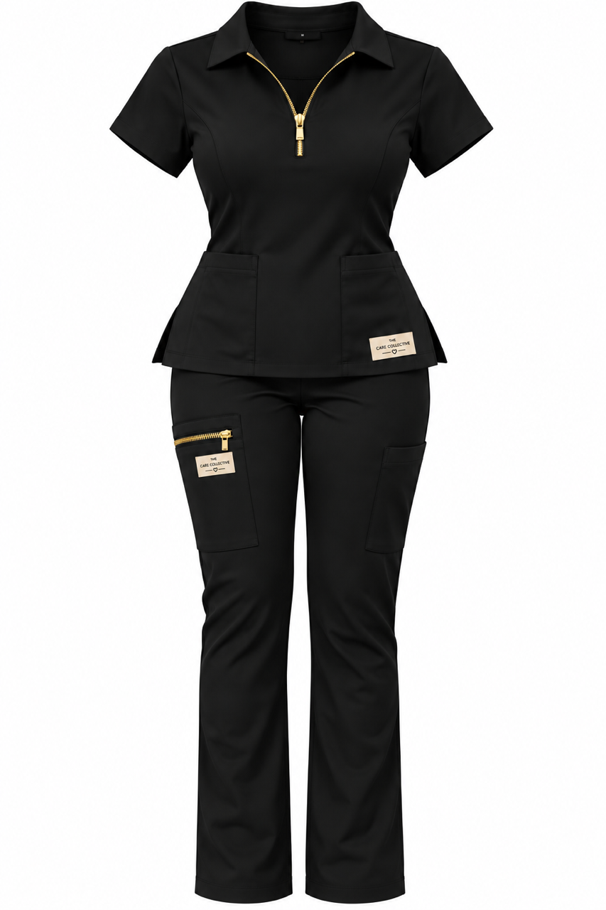 Gold-Zip Scrub Set