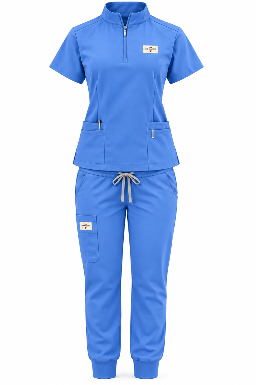 Quarter-Zip Jogger Scrub Set