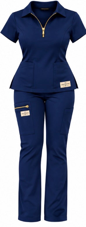 Gold-Zip Scrub Set