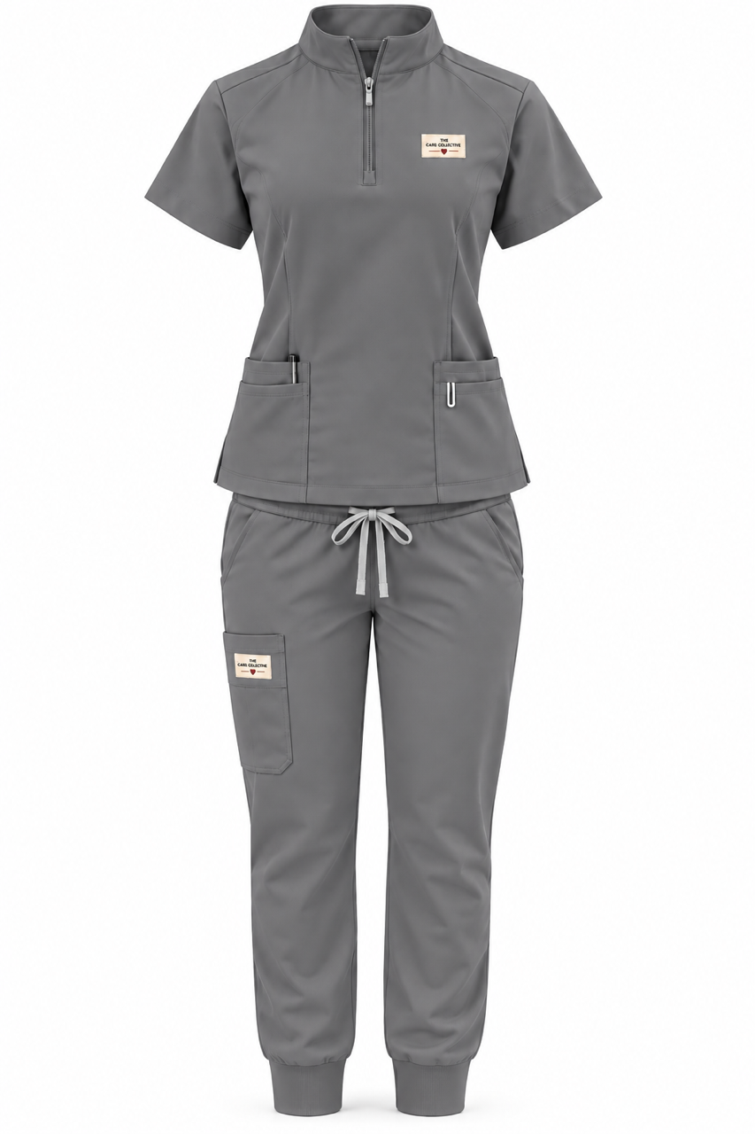 Quarter-Zip Jogger Scrub Set