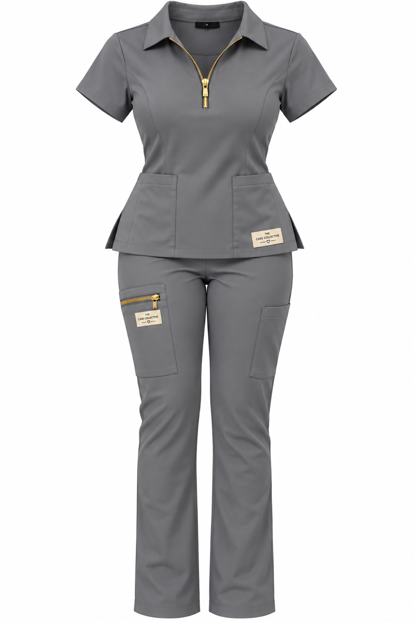 Gold-Zip Scrub Set