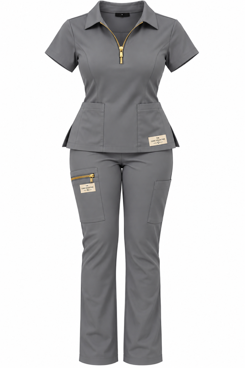 Gold-Zip Scrub Set