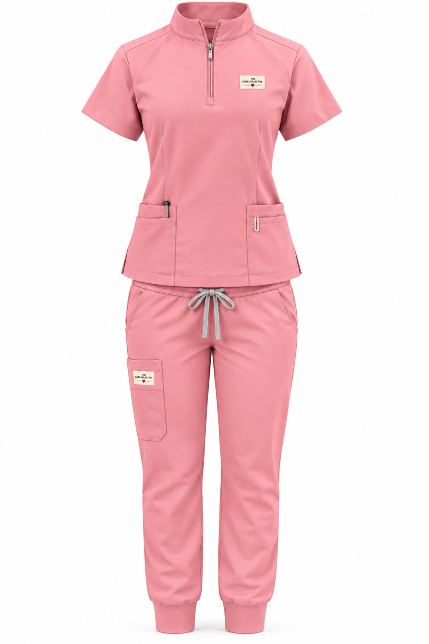 Quarter-Zip Jogger Scrub Set