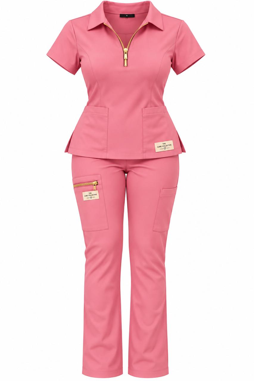 Gold-Zip Scrub Set
